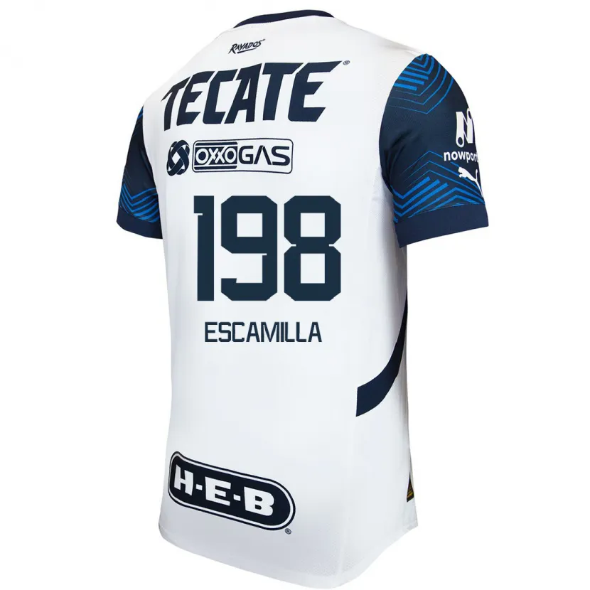 Danxen Børn Diego Escamilla #198 Hvid Blå Udebane Spillertrøjer 2024/25 Trøje T-Shirt