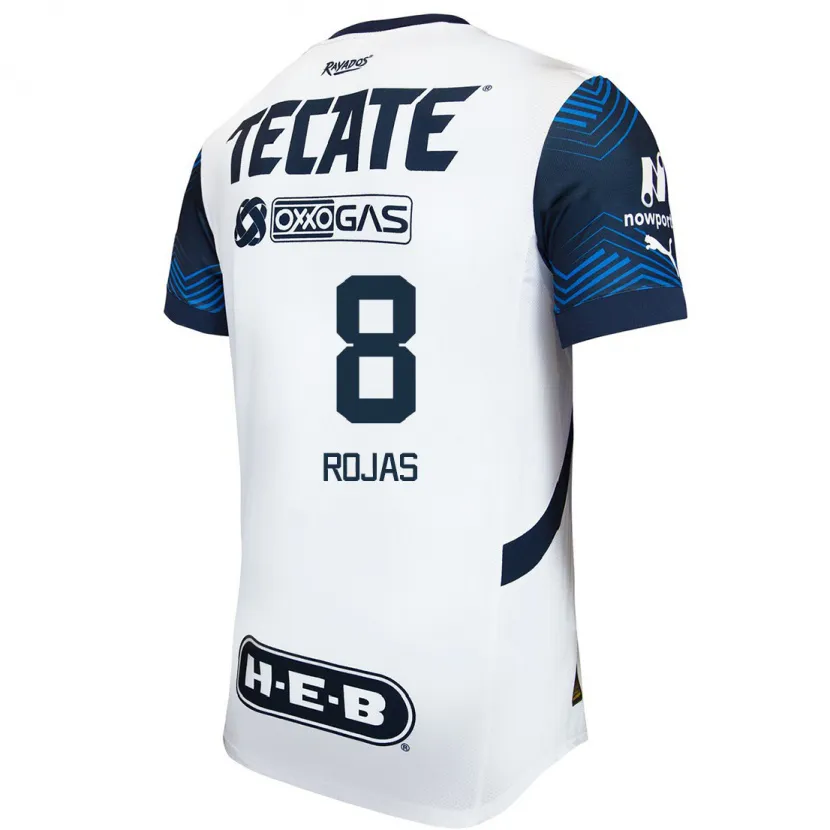 Danxen Børn Joao Rojas #8 Hvid Blå Udebane Spillertrøjer 2024/25 Trøje T-Shirt