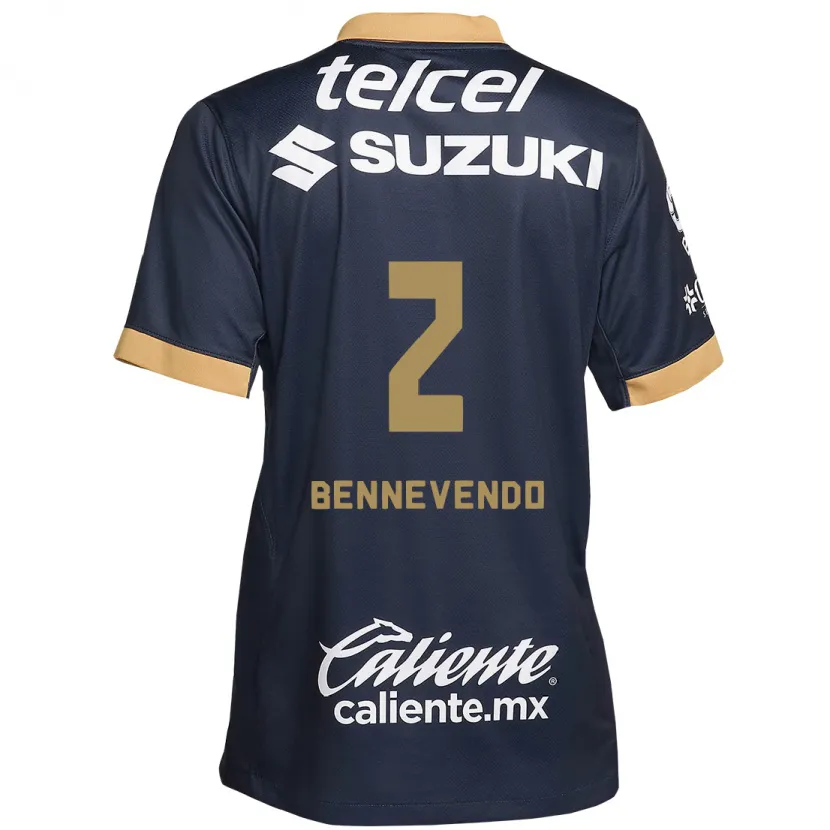 Danxen Børn Pablo Bennevendo #2 Obsidian Guld Hvid Udebane Spillertrøjer 2024/25 Trøje T-Shirt