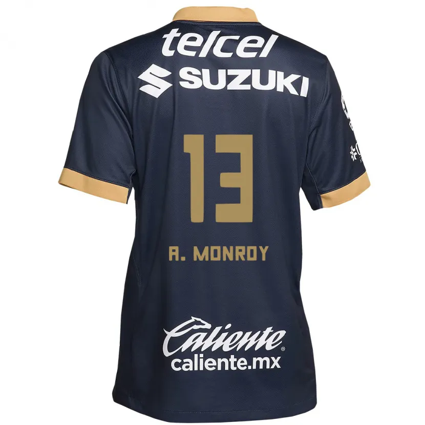 Danxen Børn Pablo Monroy #13 Obsidian Guld Hvid Udebane Spillertrøjer 2024/25 Trøje T-Shirt