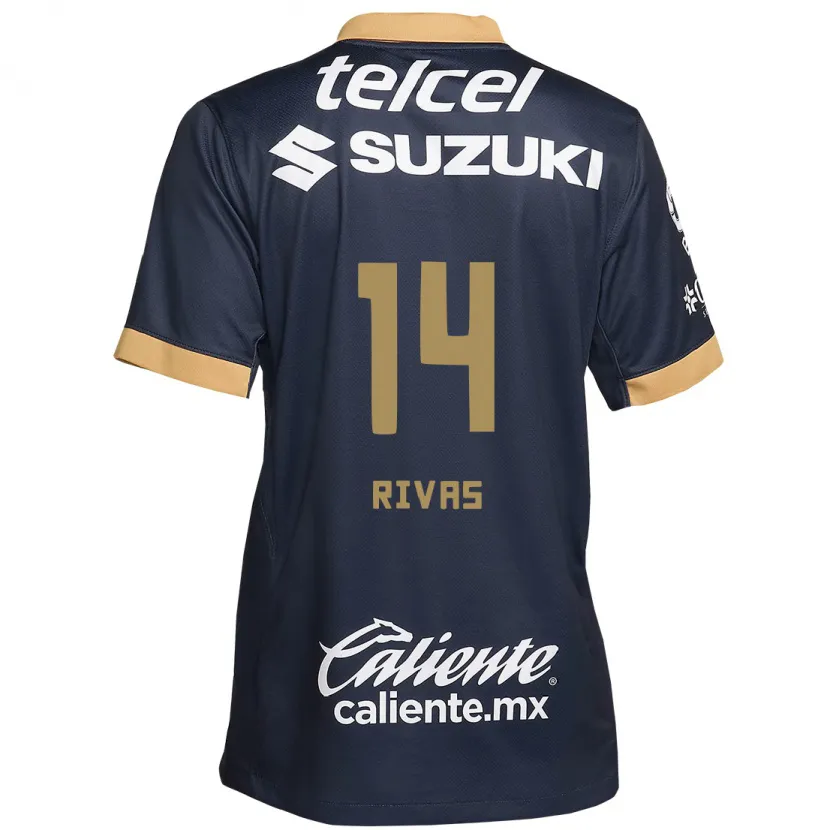 Danxen Børn Jesús Rivas #14 Obsidian Guld Hvid Udebane Spillertrøjer 2024/25 Trøje T-Shirt