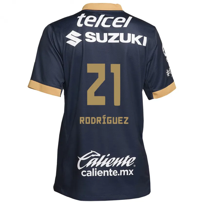 Danxen Børn Michell Rodríguez #21 Obsidian Guld Hvid Udebane Spillertrøjer 2024/25 Trøje T-Shirt
