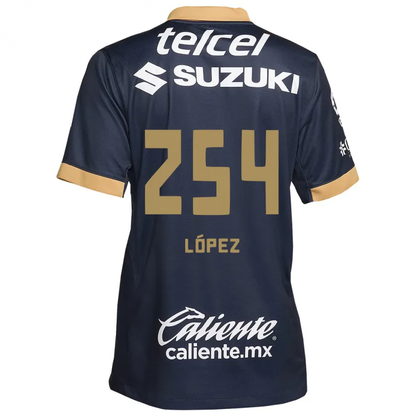 Danxen Børn Santiago López #254 Obsidian Guld Hvid Udebane Spillertrøjer 2024/25 Trøje T-Shirt