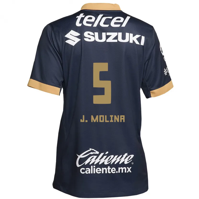 Danxen Børn Jesús Molina #5 Obsidian Guld Hvid Udebane Spillertrøjer 2024/25 Trøje T-Shirt