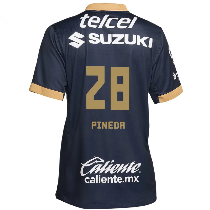 Danxen Børn Grecia Pineda #28 Obsidian Guld Hvid Udebane Spillertrøjer 2024/25 Trøje T-Shirt
