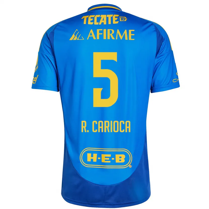 Danxen Børn Rafael Carioca #5 Blå Gul Udebane Spillertrøjer 2024/25 Trøje T-Shirt