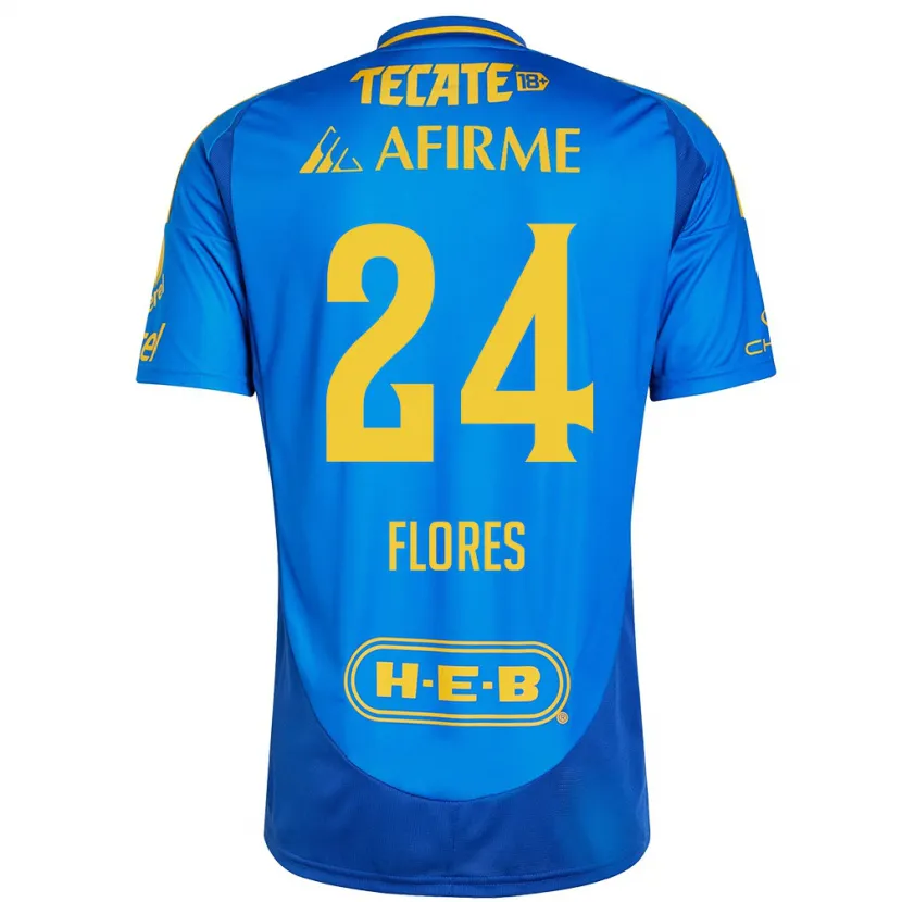 Danxen Børn Marcelo Flores #24 Blå Gul Udebane Spillertrøjer 2024/25 Trøje T-Shirt