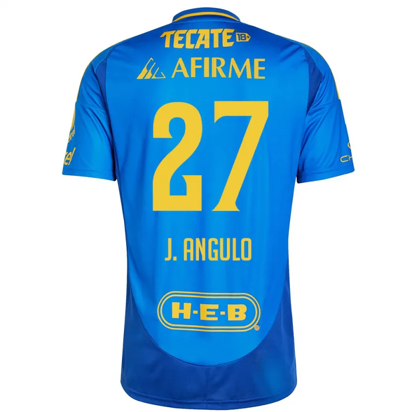 Danxen Børn Jesús Angulo #27 Blå Gul Udebane Spillertrøjer 2024/25 Trøje T-Shirt