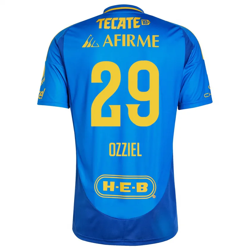 Danxen Børn Ozziel Herrera #29 Blå Gul Udebane Spillertrøjer 2024/25 Trøje T-Shirt