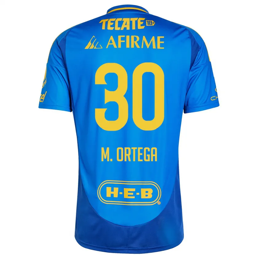Danxen Børn Miguel Ortega #30 Blå Gul Udebane Spillertrøjer 2024/25 Trøje T-Shirt