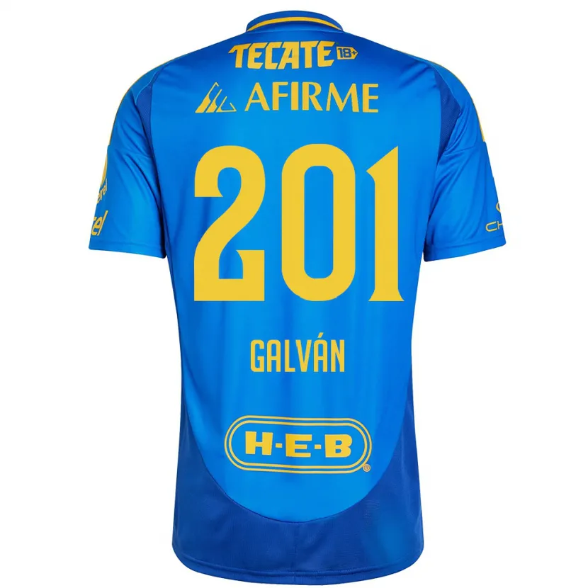 Danxen Børn Isac Galván #201 Blå Gul Udebane Spillertrøjer 2024/25 Trøje T-Shirt