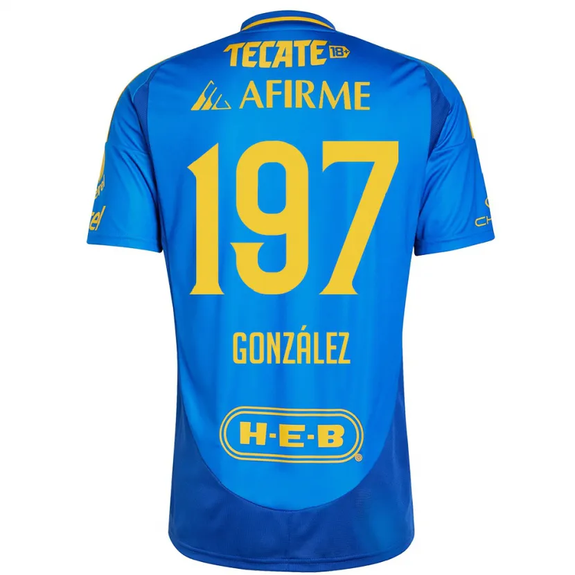 Danxen Børn Germán González #197 Blå Gul Udebane Spillertrøjer 2024/25 Trøje T-Shirt