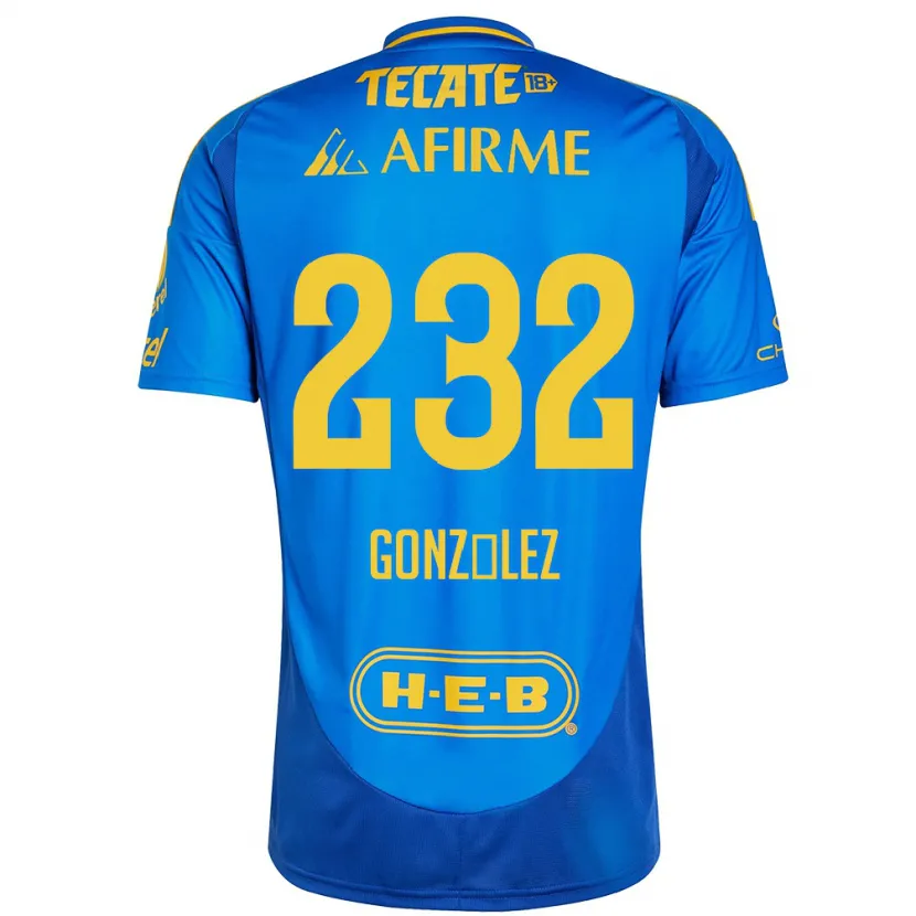 Danxen Børn César González #232 Blå Gul Udebane Spillertrøjer 2024/25 Trøje T-Shirt