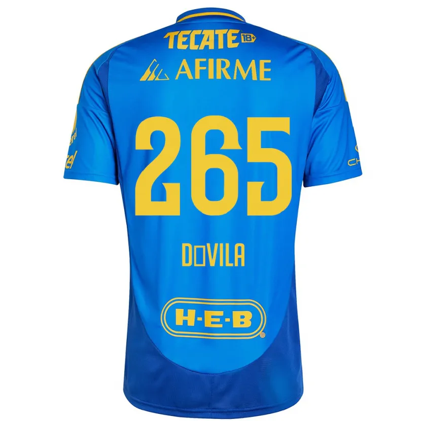 Danxen Børn Emiliano Dávila #265 Blå Gul Udebane Spillertrøjer 2024/25 Trøje T-Shirt