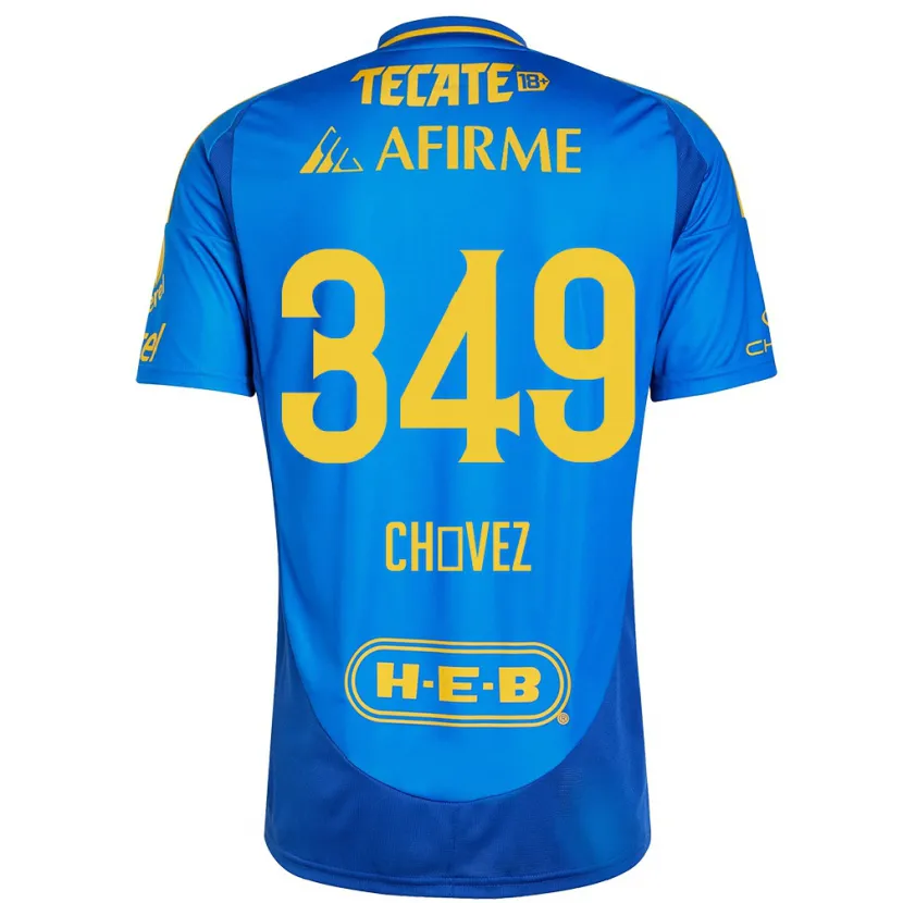 Danxen Børn Jorge Chávez #349 Blå Gul Udebane Spillertrøjer 2024/25 Trøje T-Shirt