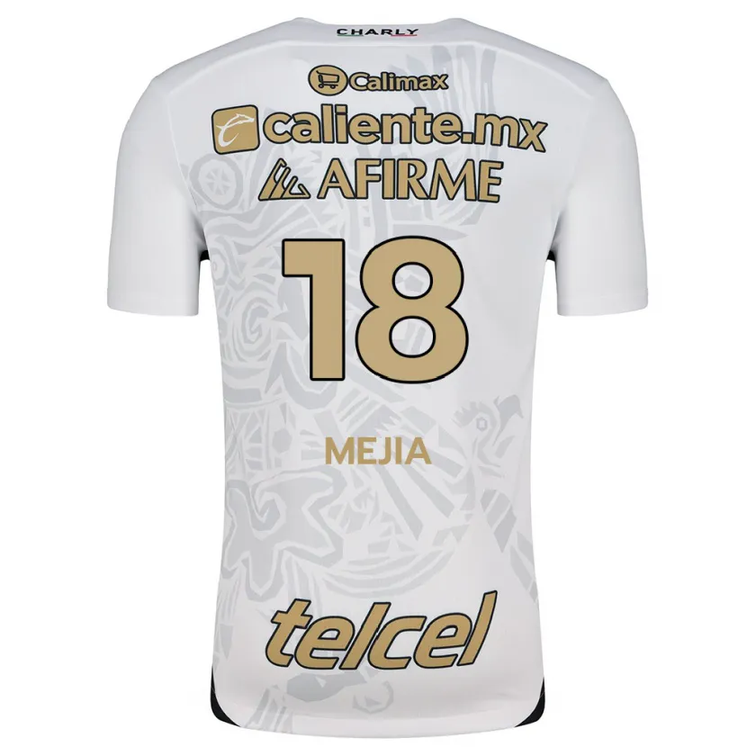 Danxen Børn Aarón Mejía #18 Hvid Sort Udebane Spillertrøjer 2024/25 Trøje T-Shirt