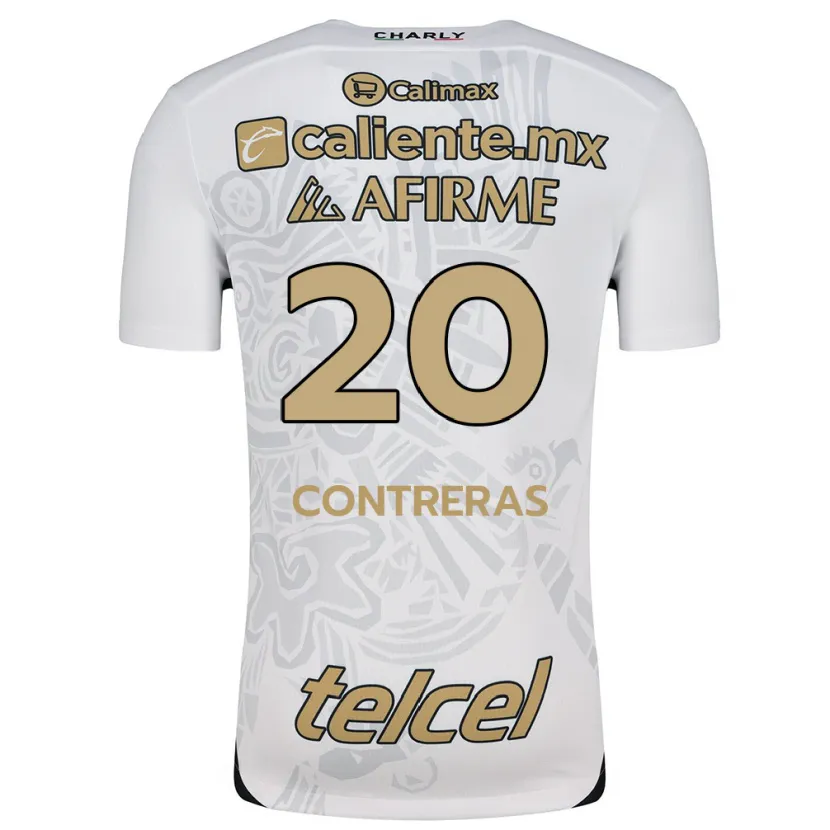 Danxen Børn Francisco Contreras #20 Hvid Sort Udebane Spillertrøjer 2024/25 Trøje T-Shirt
