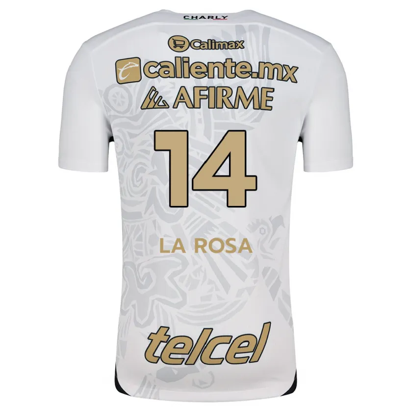 Danxen Børn Joselyn De La Rosa #14 Hvid Sort Udebane Spillertrøjer 2024/25 Trøje T-Shirt
