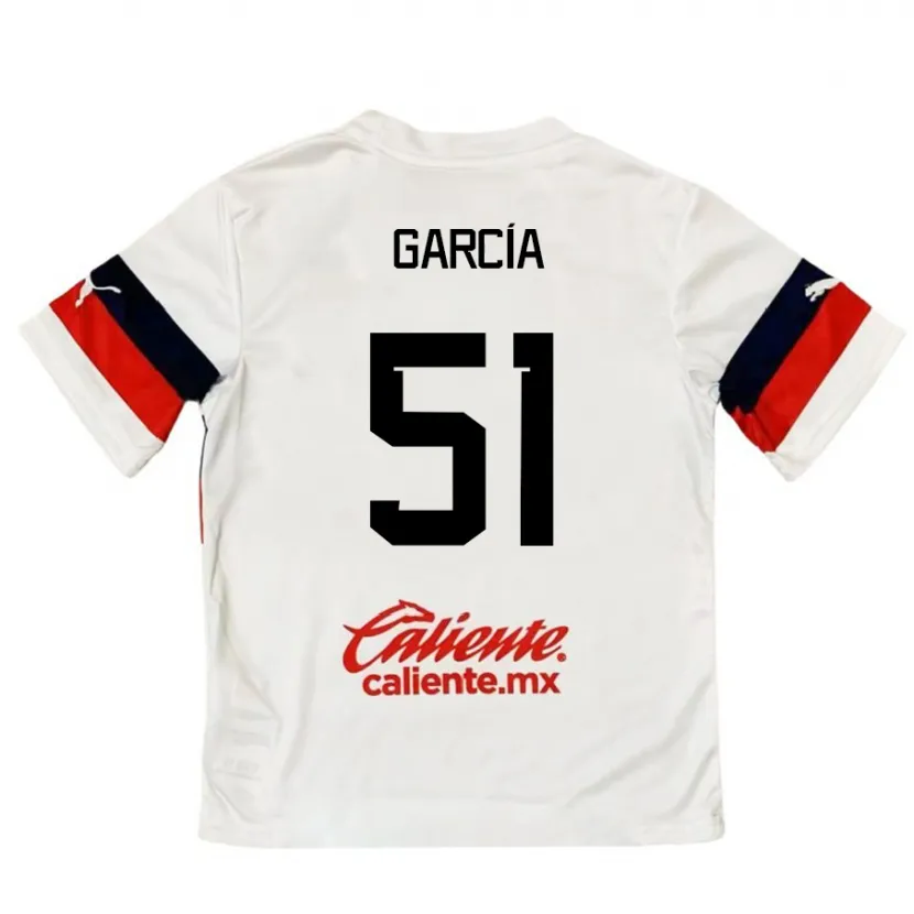 Danxen Børn Eduardo García #51 Hvid Rød Udebane Spillertrøjer 2024/25 Trøje T-Shirt