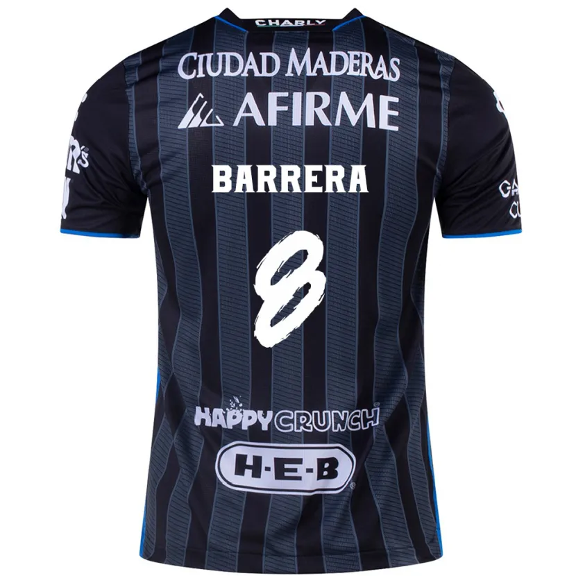 Danxen Børn Pablo Barrera #8 Hvid Sort Udebane Spillertrøjer 2024/25 Trøje T-Shirt