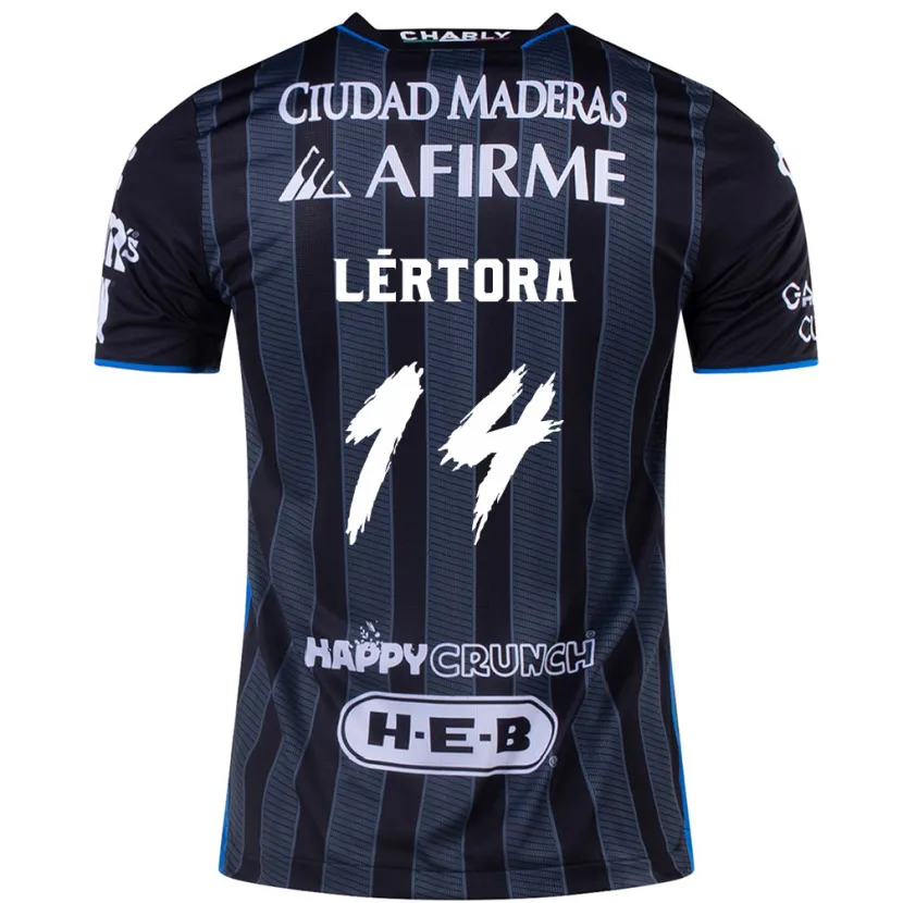 Danxen Børn Federico Lértora #14 Hvid Sort Udebane Spillertrøjer 2024/25 Trøje T-Shirt