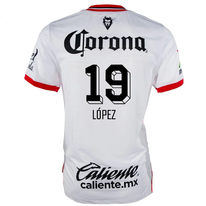 Danxen Børn Iván López #19 Hvid Rød Udebane Spillertrøjer 2024/25 Trøje T-Shirt