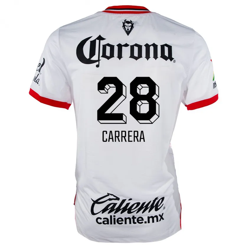 Danxen Børn Nico Carrera #28 Hvid Rød Udebane Spillertrøjer 2024/25 Trøje T-Shirt