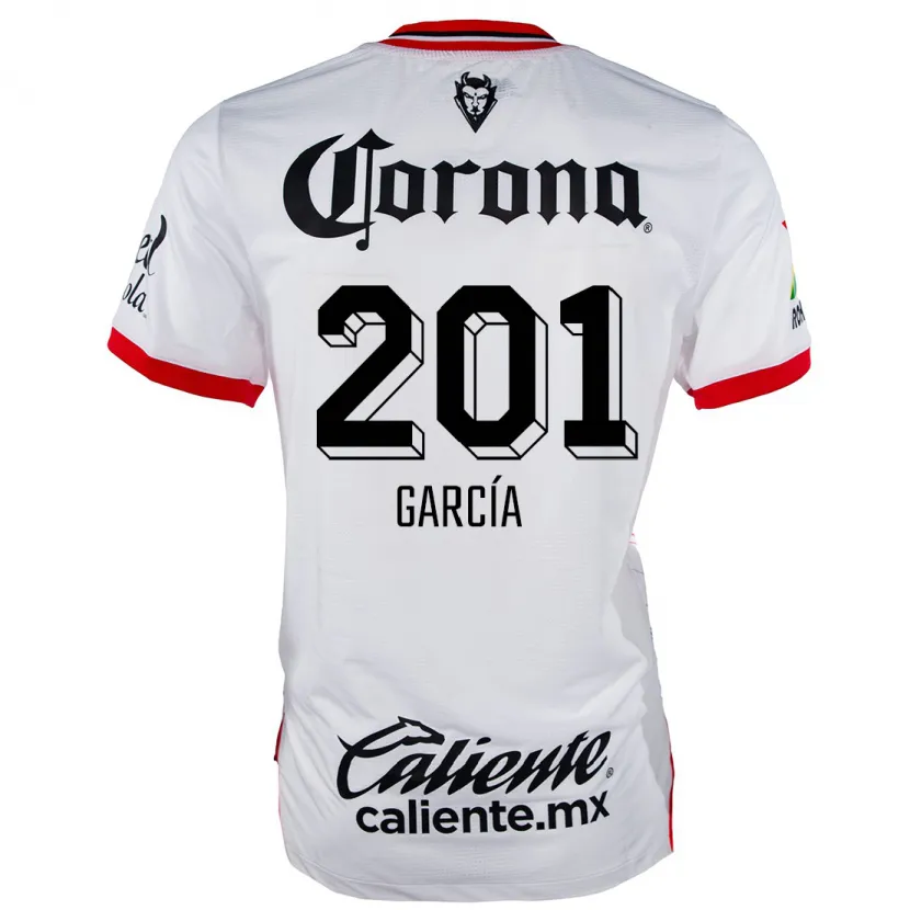 Danxen Børn Eros García #201 Hvid Rød Udebane Spillertrøjer 2024/25 Trøje T-Shirt