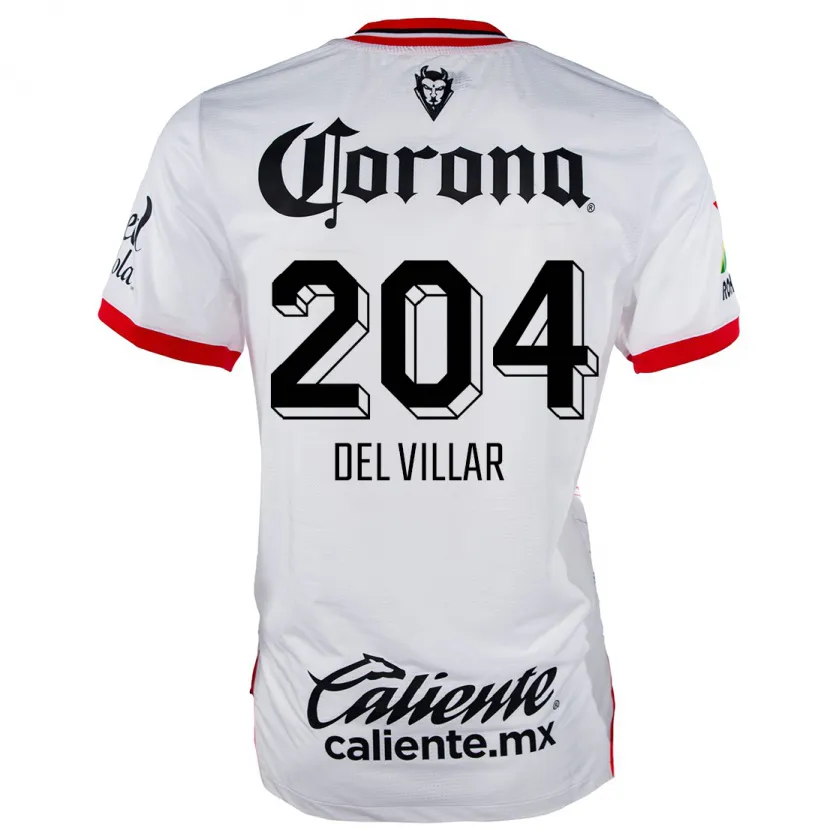 Danxen Børn Everardo Del Villar #204 Hvid Rød Udebane Spillertrøjer 2024/25 Trøje T-Shirt