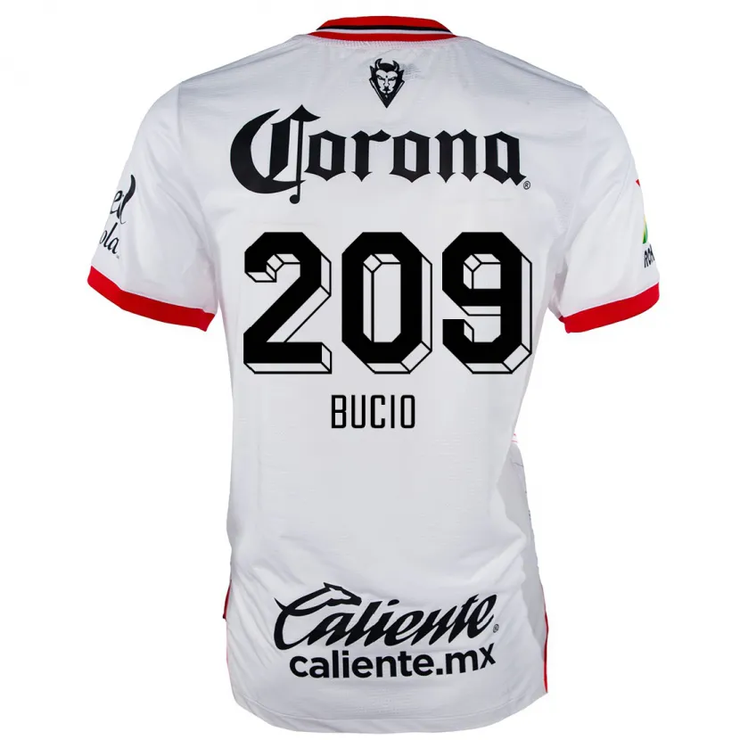 Danxen Børn Sebastián Bucio #209 Hvid Rød Udebane Spillertrøjer 2024/25 Trøje T-Shirt
