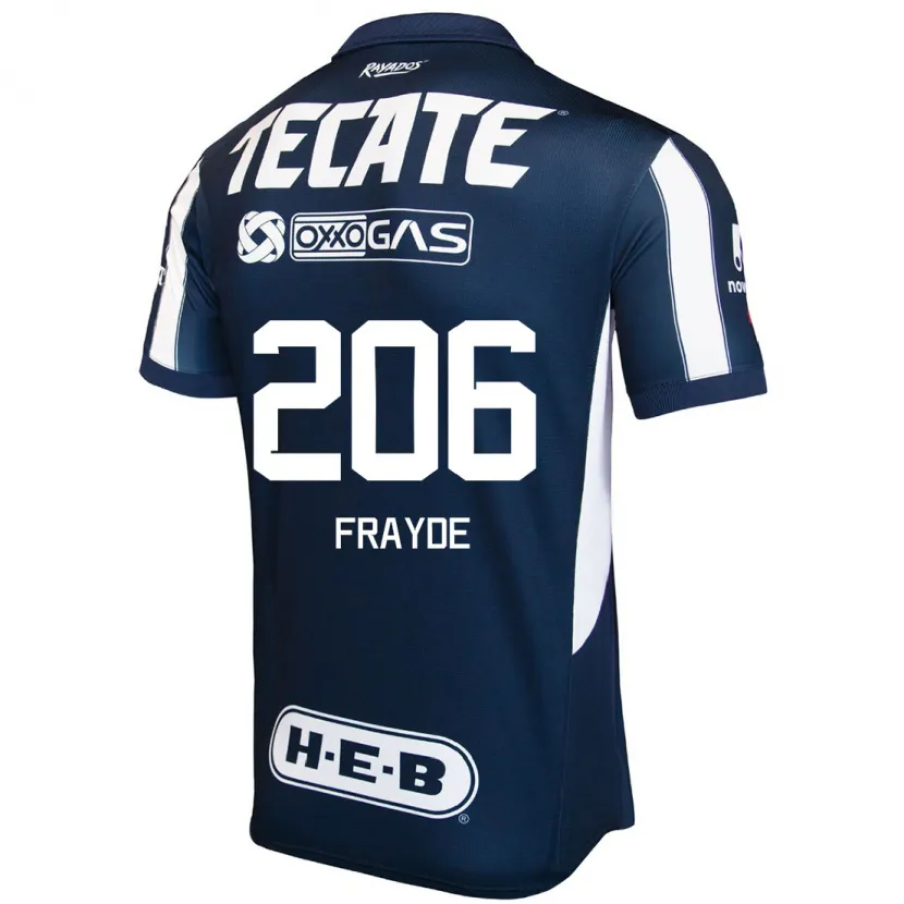 Danxen Mænd Carlos Frayde #206 Blå Rød Hvid Hjemmebane Spillertrøjer 2024/25 Trøje T-Shirt