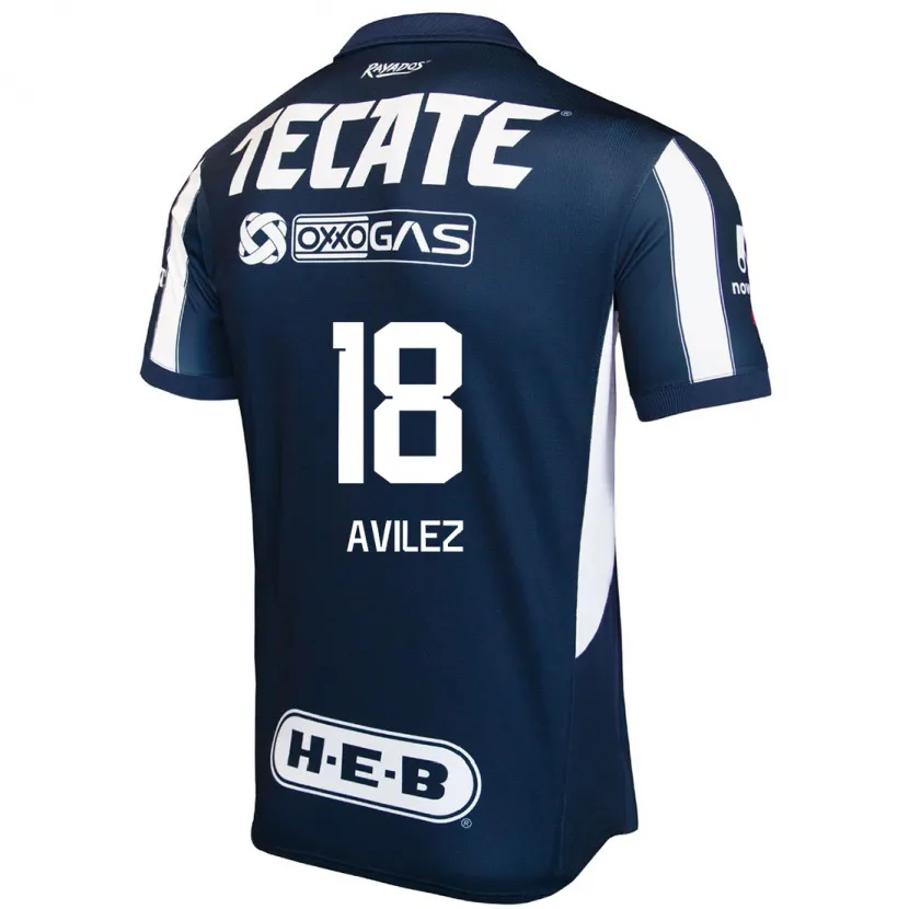 Danxen Mænd Aylin Avilez #18 Blå Rød Hvid Hjemmebane Spillertrøjer 2024/25 Trøje T-Shirt