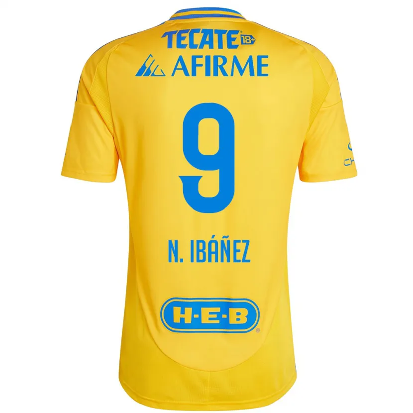 Danxen Mænd Nicolás Ibáñez #9 Guld Gul Hjemmebane Spillertrøjer 2024/25 Trøje T-Shirt