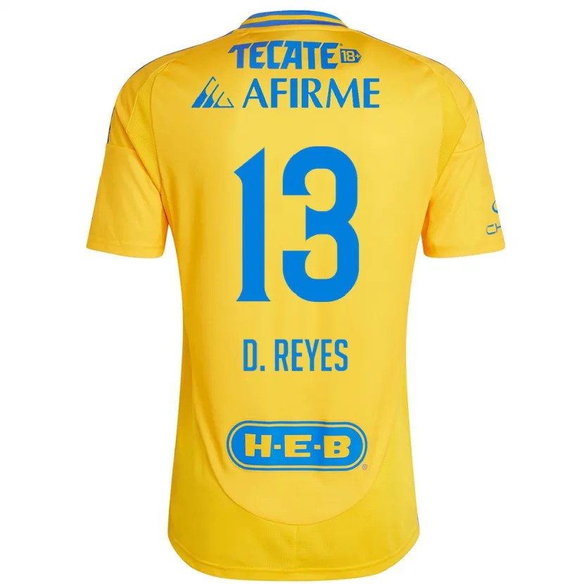 Danxen Mænd Diego Reyes #13 Guld Gul Hjemmebane Spillertrøjer 2024/25 Trøje T-Shirt
