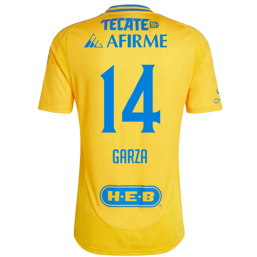 Danxen Mænd Jesús Garza #14 Guld Gul Hjemmebane Spillertrøjer 2024/25 Trøje T-Shirt