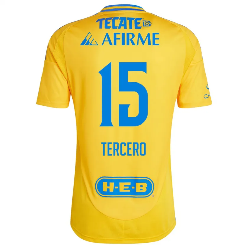 Danxen Mænd Eduardo Tercero #15 Guld Gul Hjemmebane Spillertrøjer 2024/25 Trøje T-Shirt