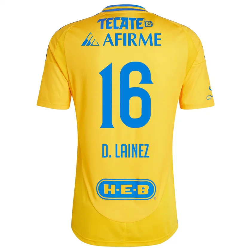 Danxen Mænd Diego Lainez #16 Guld Gul Hjemmebane Spillertrøjer 2024/25 Trøje T-Shirt