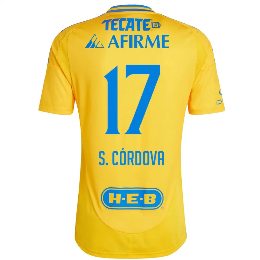 Danxen Mænd Sebastián Córdova #17 Guld Gul Hjemmebane Spillertrøjer 2024/25 Trøje T-Shirt