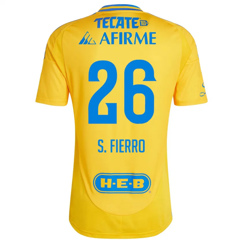 Danxen Mænd Sebastián Fierro #26 Guld Gul Hjemmebane Spillertrøjer 2024/25 Trøje T-Shirt