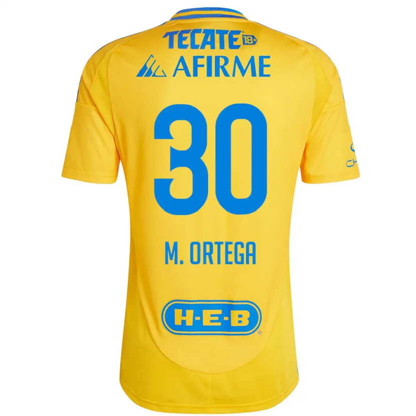 Danxen Mænd Miguel Ortega #30 Guld Gul Hjemmebane Spillertrøjer 2024/25 Trøje T-Shirt