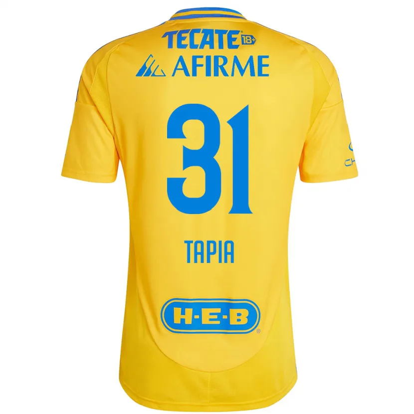 Danxen Mænd Fernando Tapia #31 Guld Gul Hjemmebane Spillertrøjer 2024/25 Trøje T-Shirt