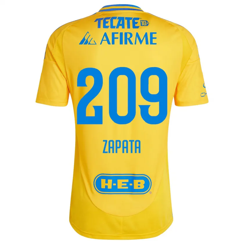 Danxen Mænd Jorge Zapata #209 Guld Gul Hjemmebane Spillertrøjer 2024/25 Trøje T-Shirt