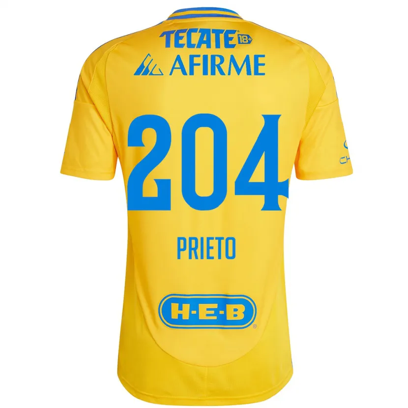 Danxen Mænd Leonel Prieto #204 Guld Gul Hjemmebane Spillertrøjer 2024/25 Trøje T-Shirt