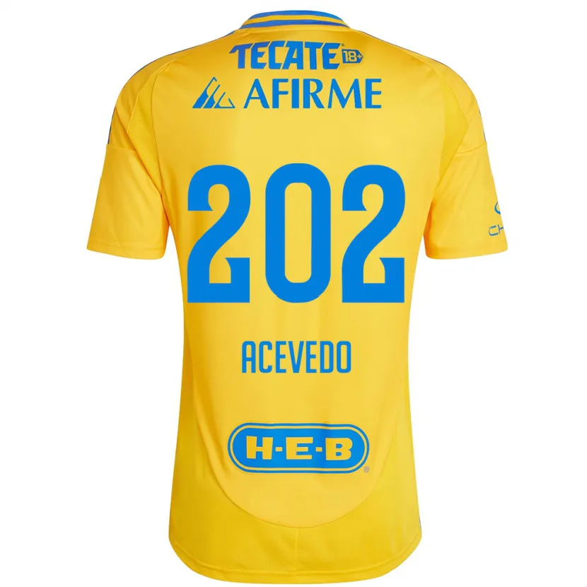 Danxen Mænd José Acevedo #202 Guld Gul Hjemmebane Spillertrøjer 2024/25 Trøje T-Shirt