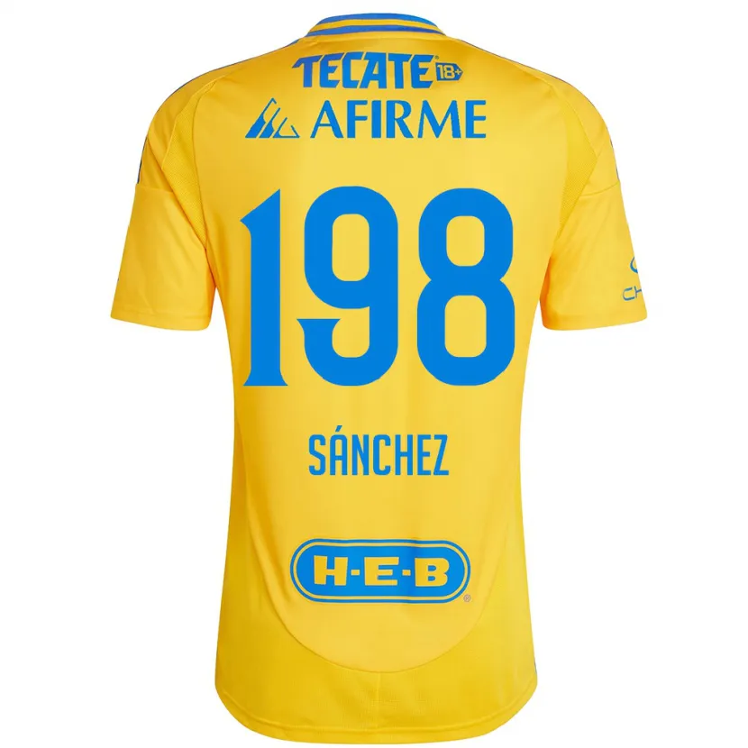 Danxen Mænd Diego Sánchez #198 Guld Gul Hjemmebane Spillertrøjer 2024/25 Trøje T-Shirt