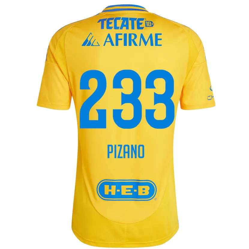 Danxen Mænd Juan Pizano #233 Guld Gul Hjemmebane Spillertrøjer 2024/25 Trøje T-Shirt