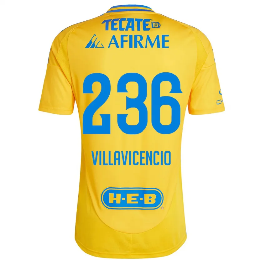 Danxen Mænd Edgar Villavicencio #236 Guld Gul Hjemmebane Spillertrøjer 2024/25 Trøje T-Shirt