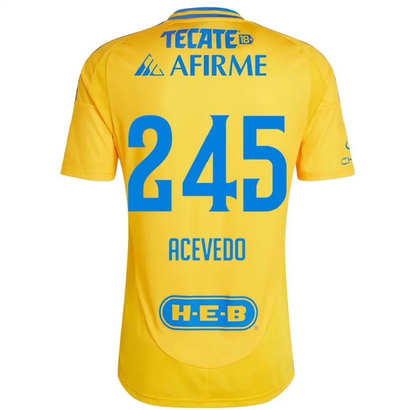 Danxen Mænd Kevin Acevedo #245 Guld Gul Hjemmebane Spillertrøjer 2024/25 Trøje T-Shirt