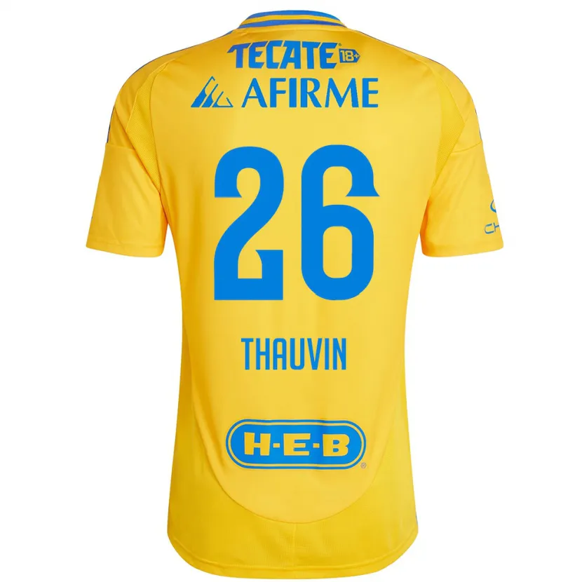 Danxen Mænd Florian Thauvin #26 Guld Gul Hjemmebane Spillertrøjer 2024/25 Trøje T-Shirt