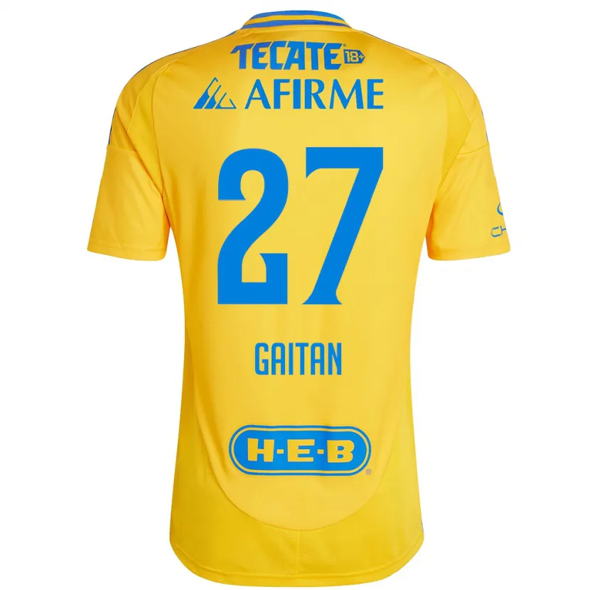 Danxen Mænd Natalia Gaitan #27 Guld Gul Hjemmebane Spillertrøjer 2024/25 Trøje T-Shirt